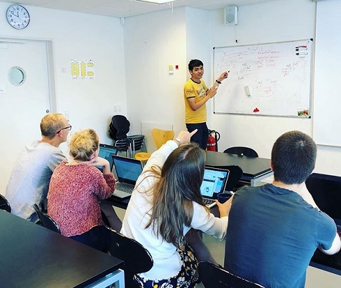 iGEM team members working in the class